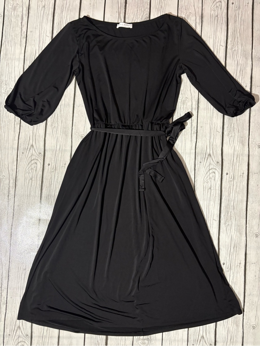 CHRIS & CAROL church office Midi Dress  Sleeve Womens M Black belted